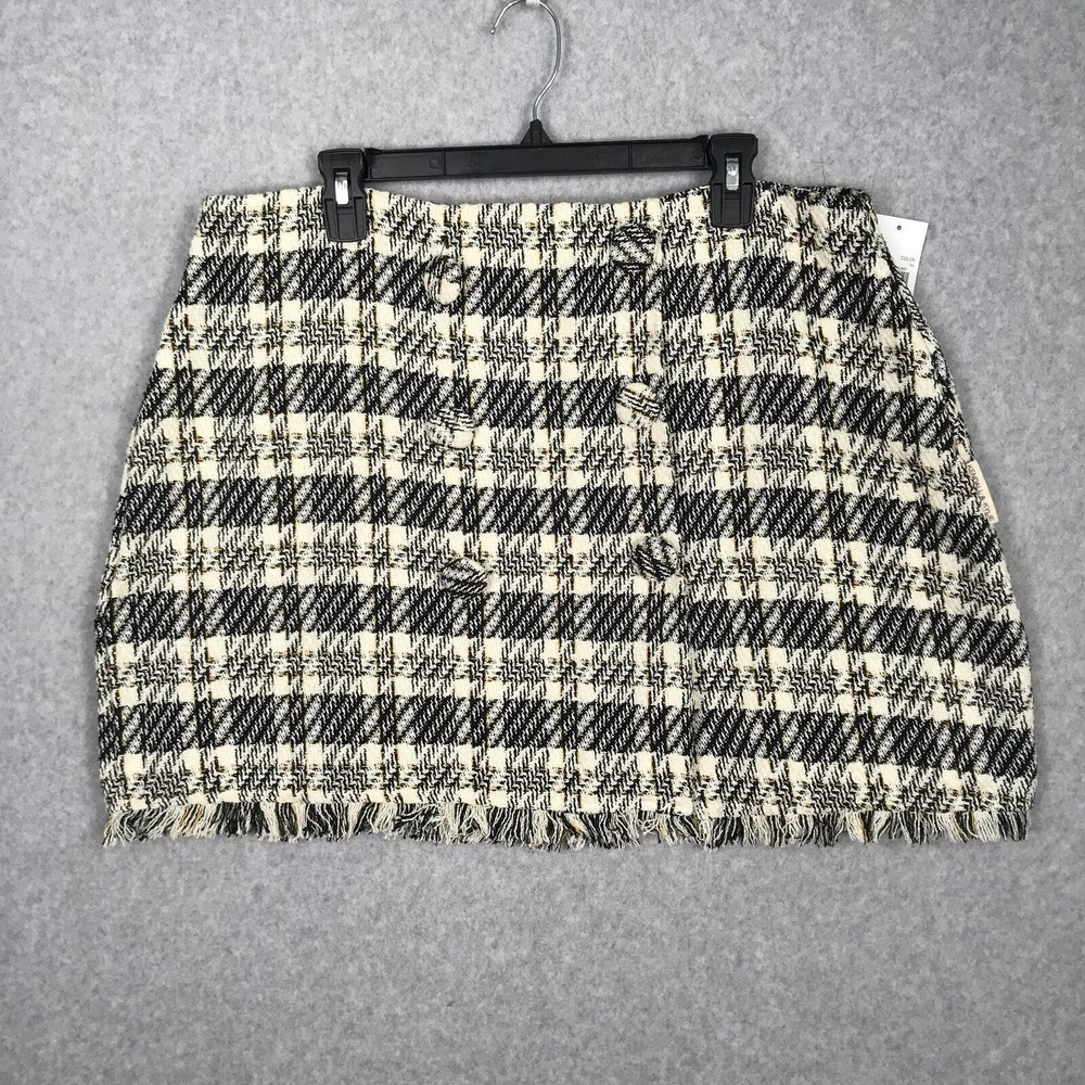 Kendall Kylie Tweed Mini Skirt XL Fringe Glam Y2K Clueless Academia Old Money